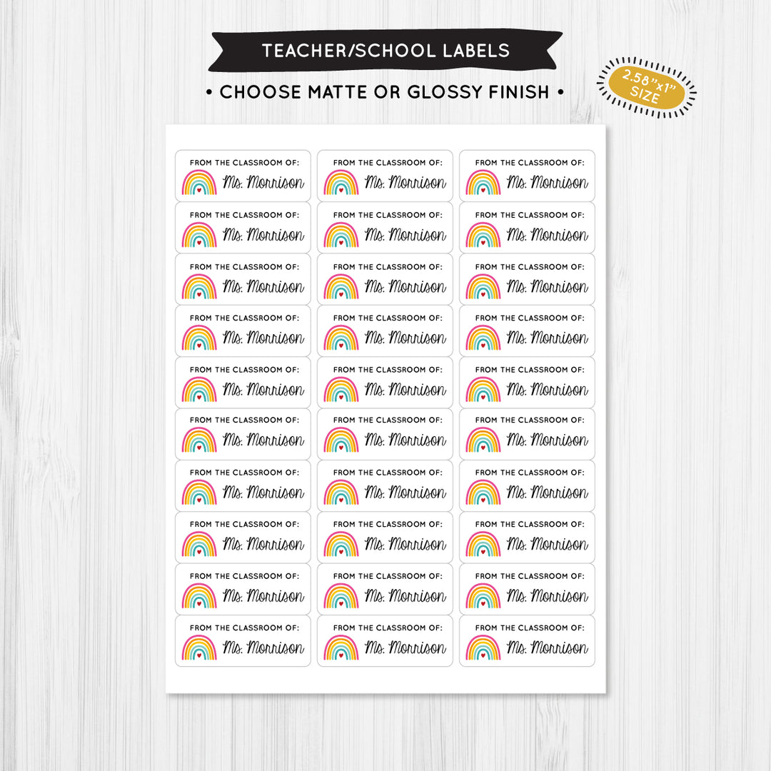 Rainbow Teacher School Label - A Touch of Whimsy Designs