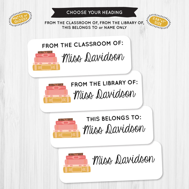 Books Teacher School Label - A Touch of Whimsy Designs