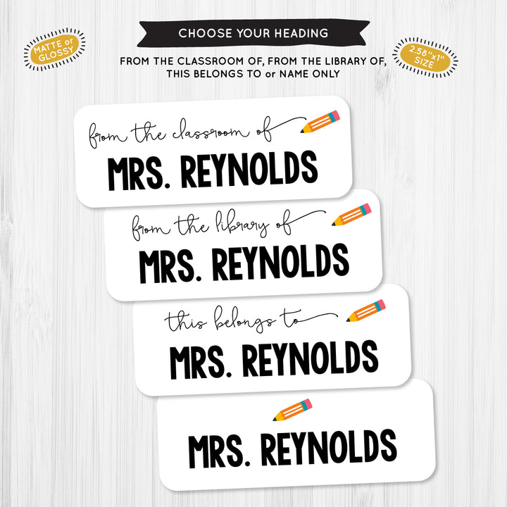 Pencil Note Teacher School Label - A Touch of Whimsy Designs